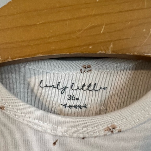 Lovely Little Short Sleeve Dress Tan Blossom Floral 36 Months 3T Cotton - Picture 4 of 5